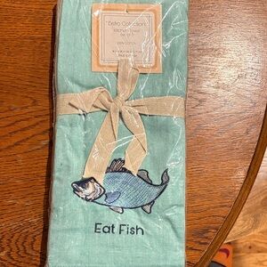 Fish Design Kitchen Towel - blue green